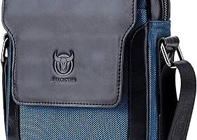 Bolso Bandolera de Piel para Hombres - Bolso Mensajero Pequeño de Cuero - Bolsa Messenger Hombro - Bolso de Negocios - Bolsa Cruzada Cuerpo - Cartera Diario para Negocios - Deporte Casual