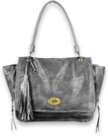 bolso gris de forma de trapecio con asas grandes para mujer