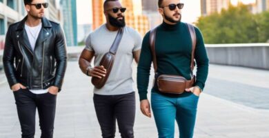 Hombres con mariconeras de piel paseando por la calle