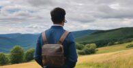 un hombre con mochila elegante