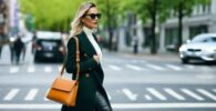 Mujer paseando con bolso de hombro