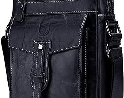 Mariconera para hombre de cuero de color negro